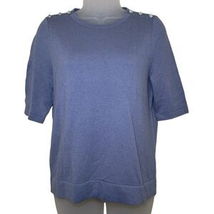 Boden Short Sleeve Cotton Wool Cashmere Blend Sweater Rhinestone Detail Size 6